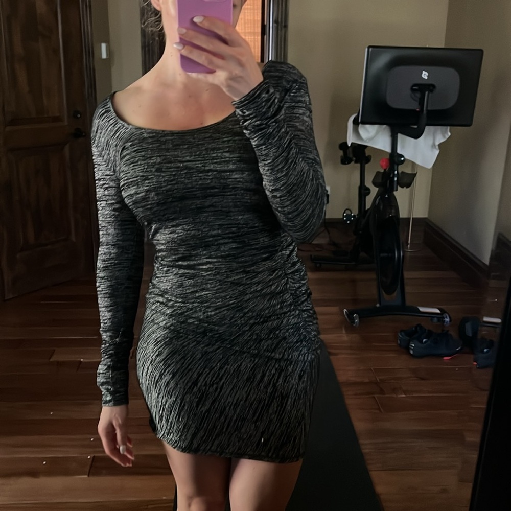 Rag & Bone Grey Ruched Heathered Sweater Dress